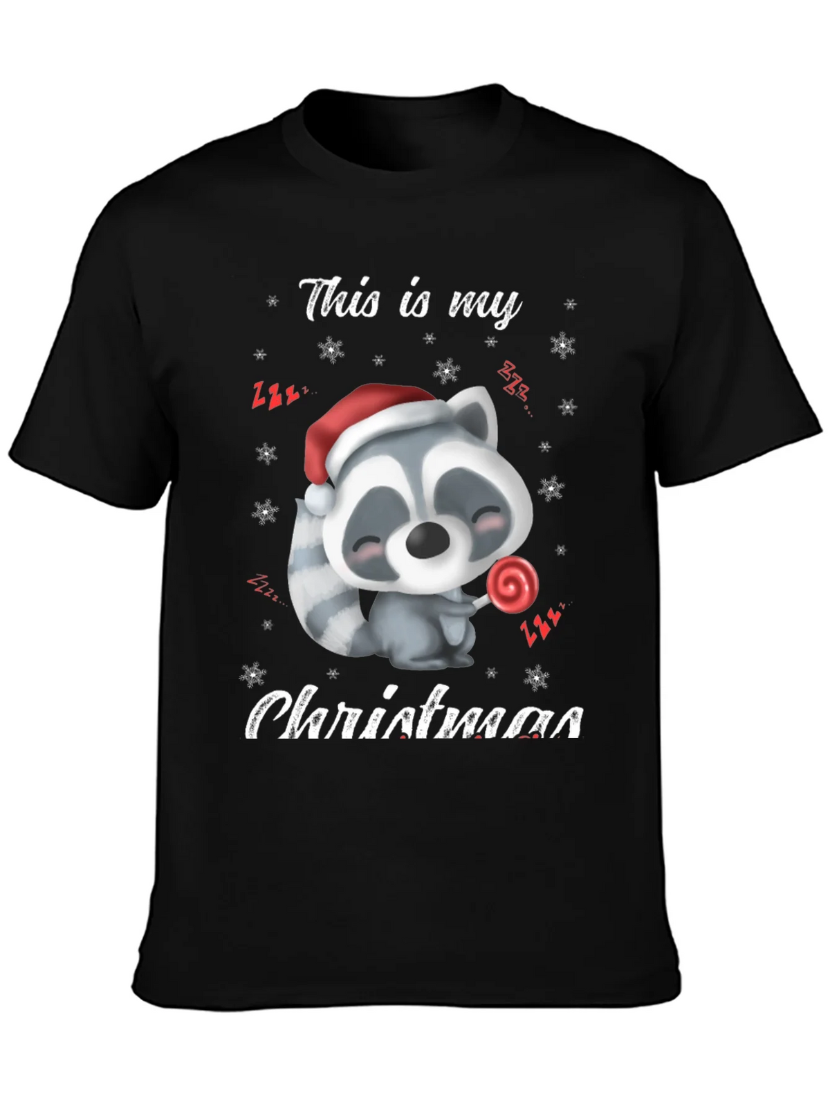 Cute Christmas Raccoon Graphic T-Shirt product image 3
