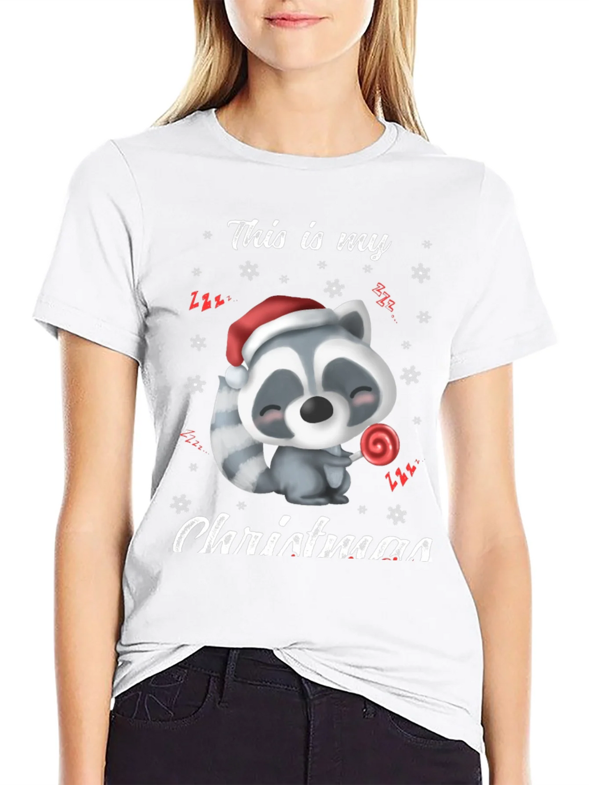 Cute Christmas Raccoon Graphic T-Shirt product image 8