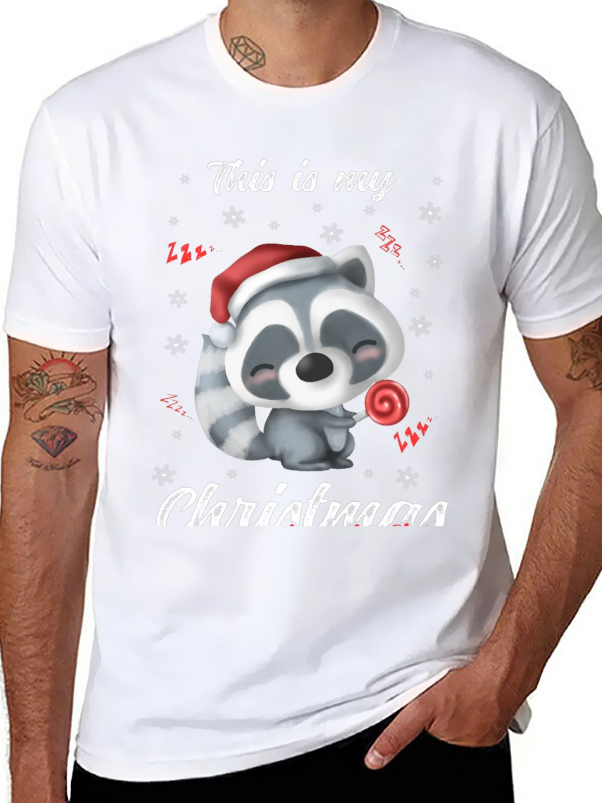 Cute Christmas Raccoon Graphic T-Shirt product image 7