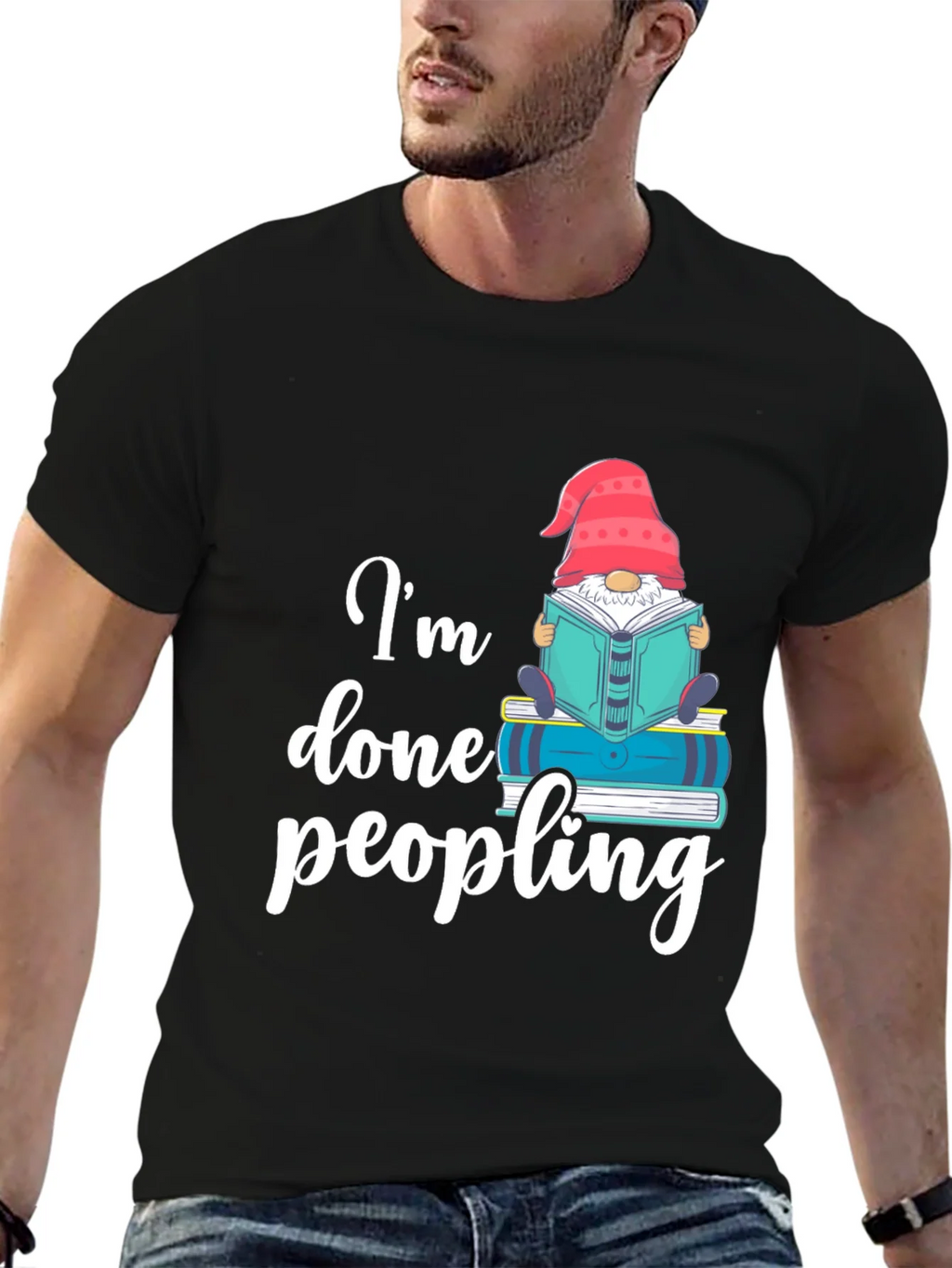 Im Done Peopling T-Shirt - Funny Book Gnome Tee product image 6