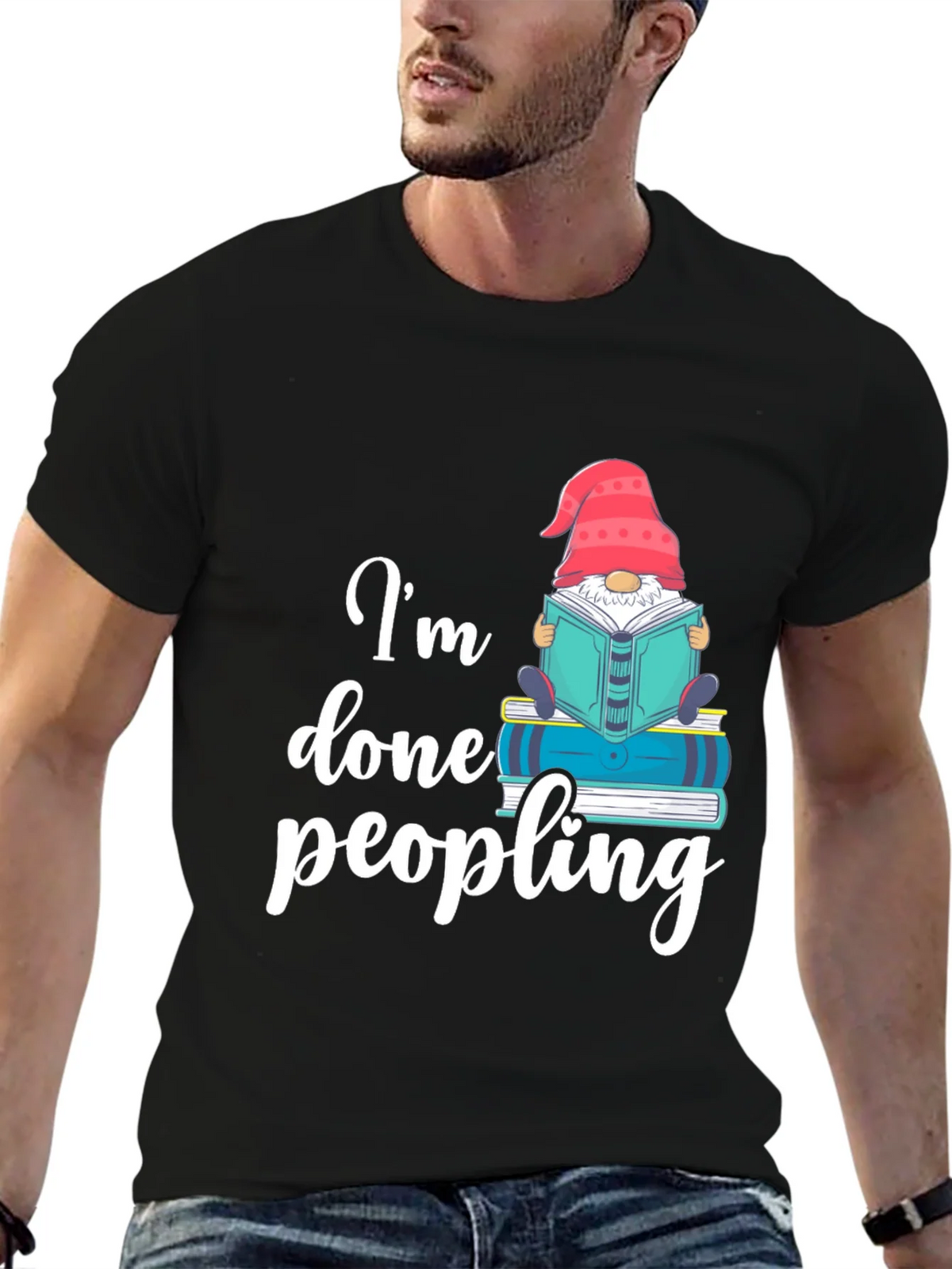 Im Done Peopling T-Shirt - Funny Book Gnome Tee product image 6