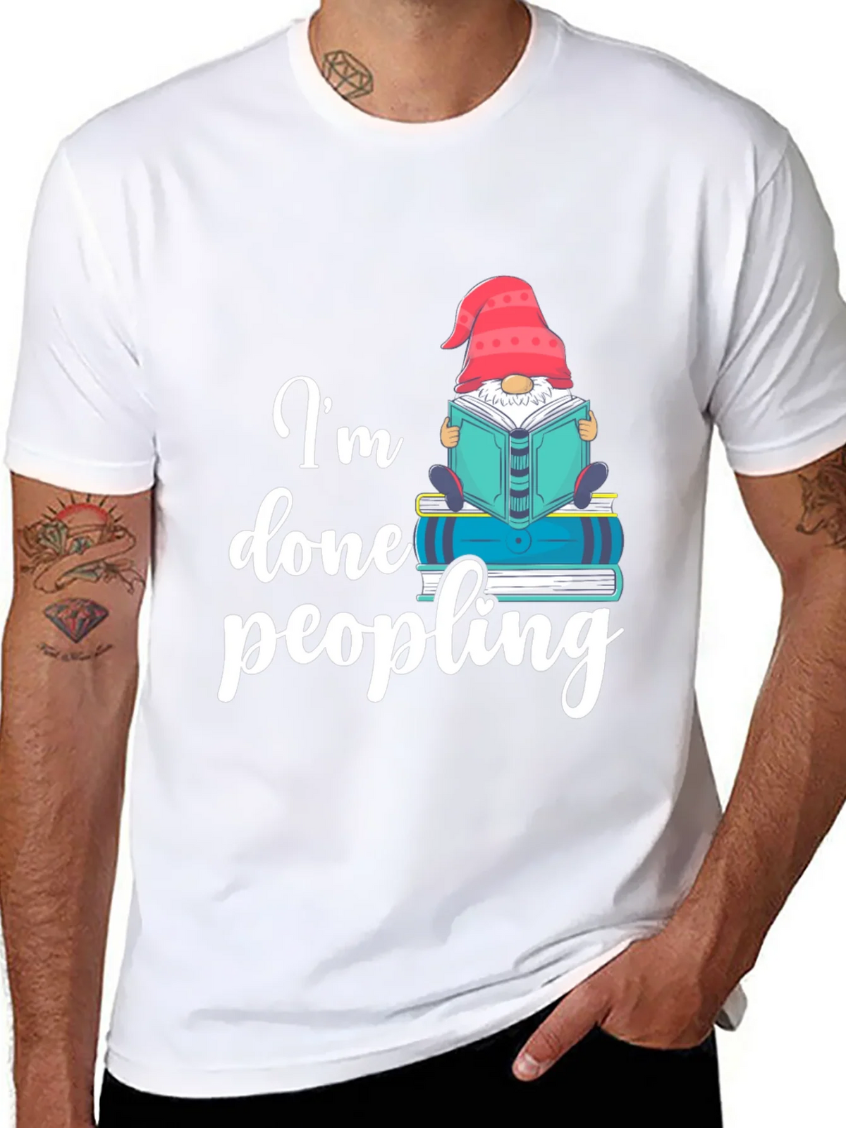 Im Done Peopling T-Shirt - Funny Book Gnome Tee product image 7