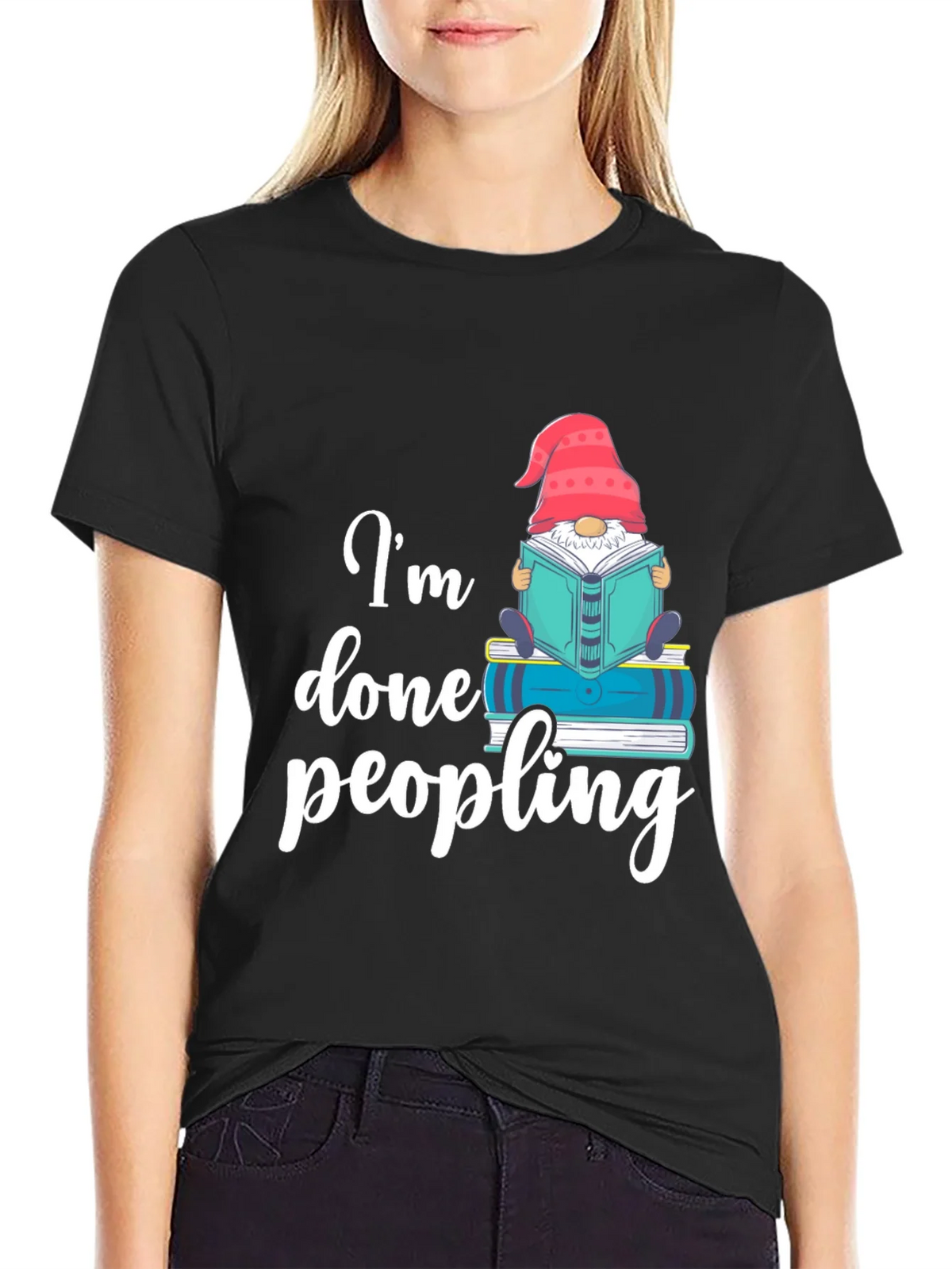 Im Done Peopling T-Shirt - Funny Book Gnome Tee product image 2