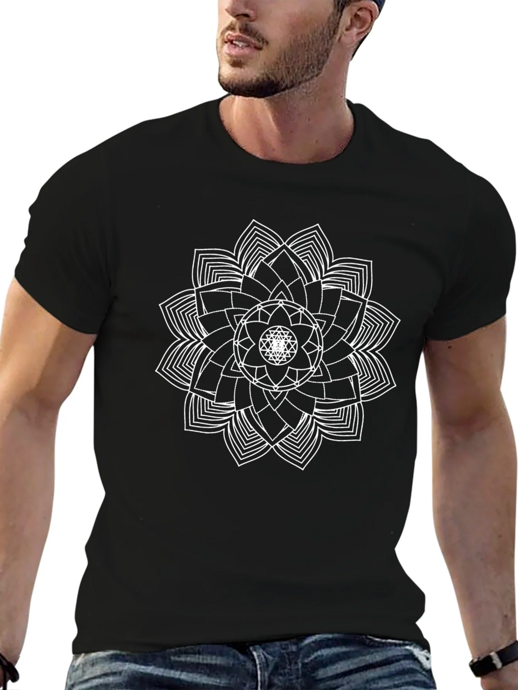 Mandala Graphic Black T-Shirt - Geometric Design product image 6
