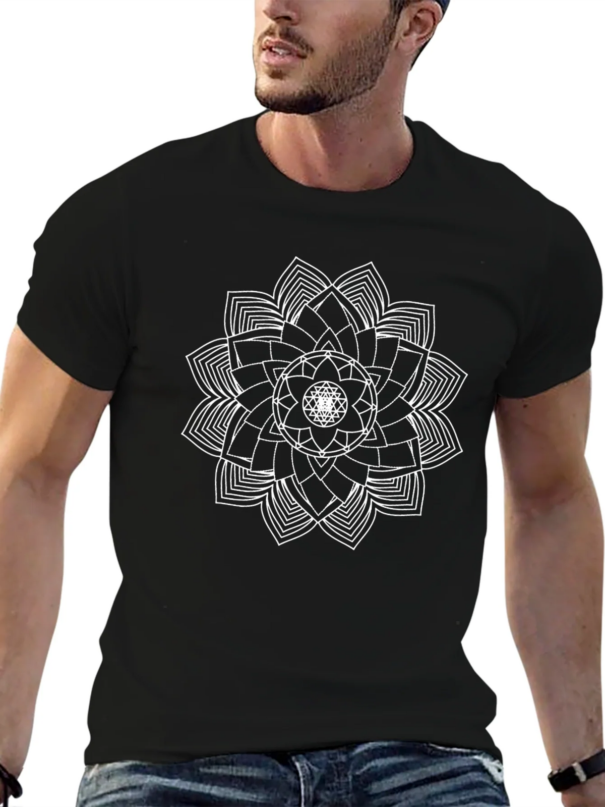 Mandala Graphic Black T-Shirt - Geometric Design product image 6