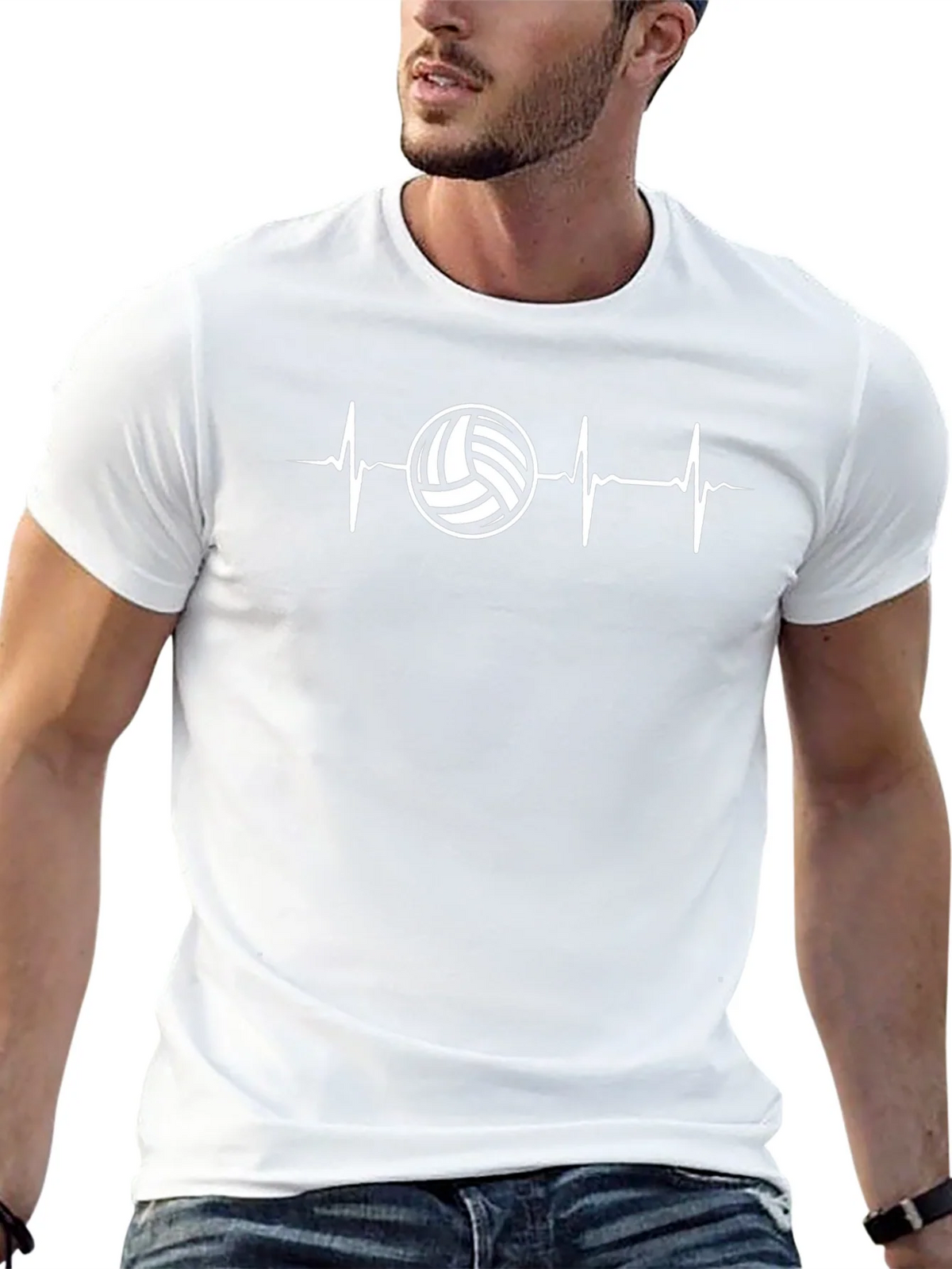 Volleyball Heartbeat Graphic Tee - Black Cotton T-Shirt product image 12
