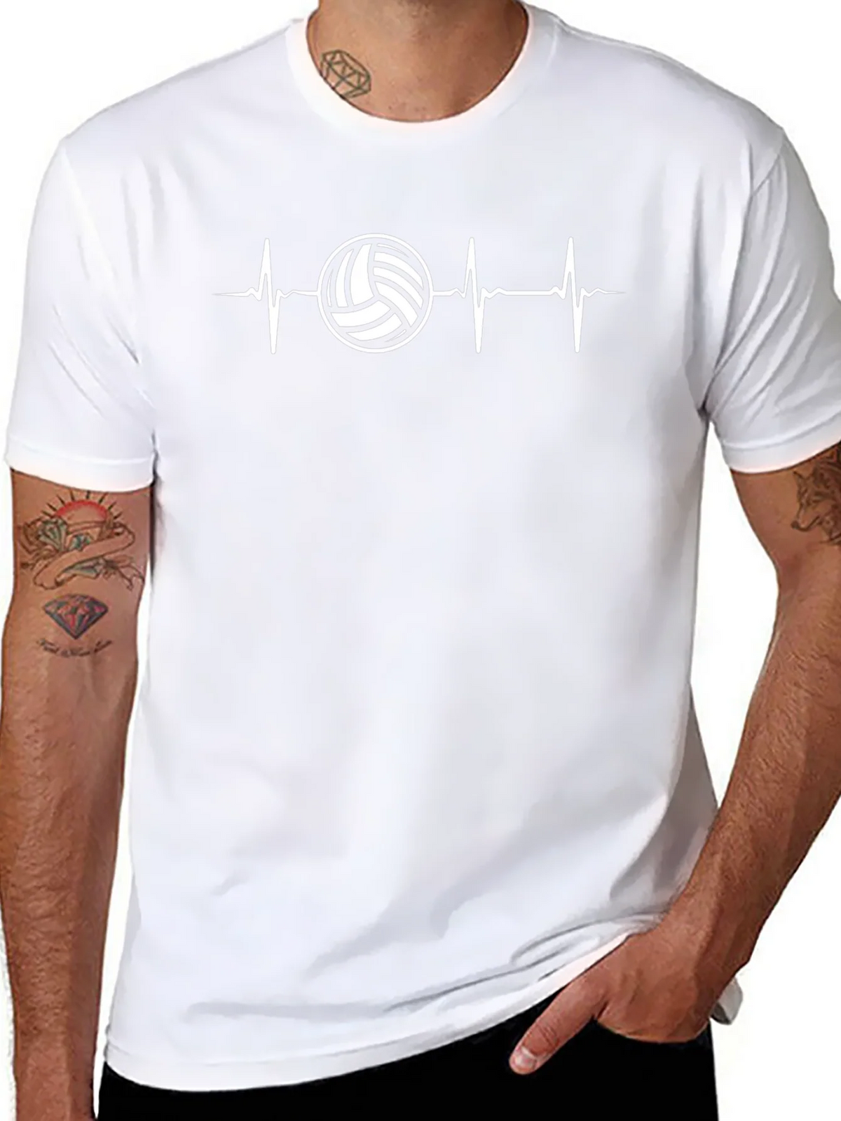 Volleyball Heartbeat Graphic Tee - Black Cotton T-Shirt product image 7