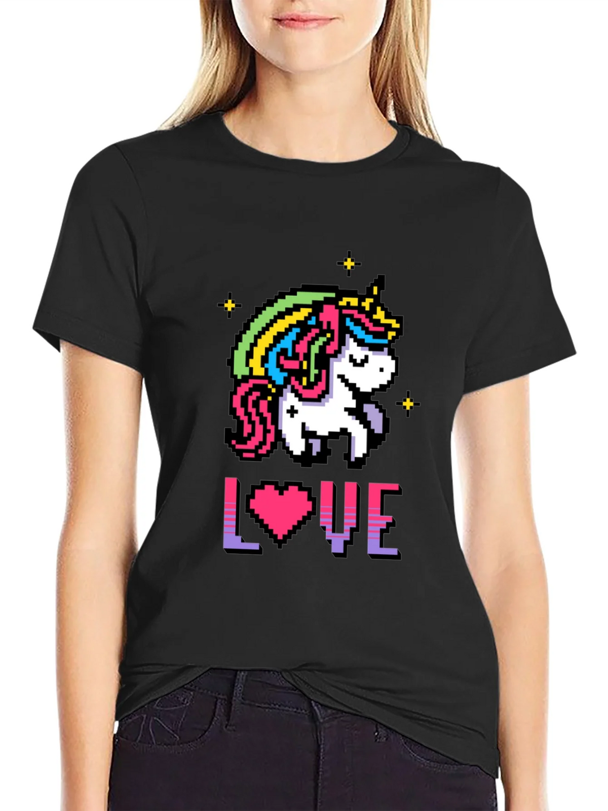 Pixel Unicorn LOVE Graphic T-Shirt product image 2