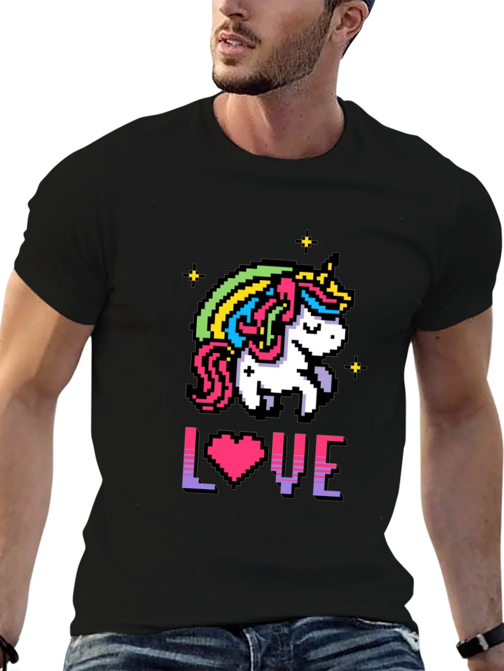 Pixel Unicorn LOVE Graphic T-Shirt product image 6