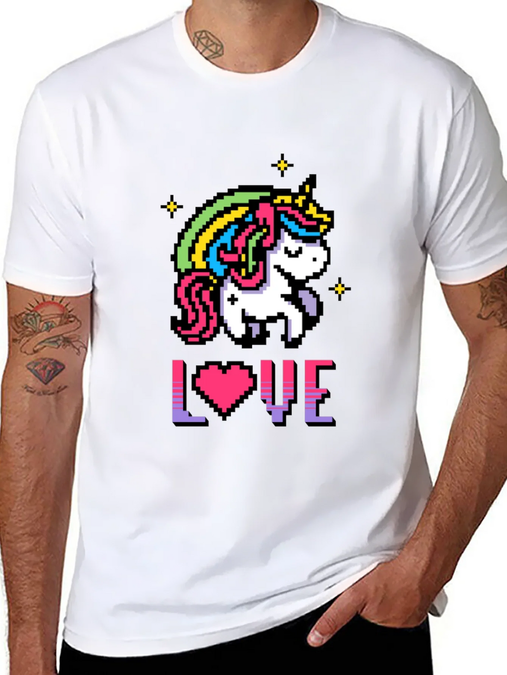 Pixel Unicorn LOVE Graphic T-Shirt product image 7