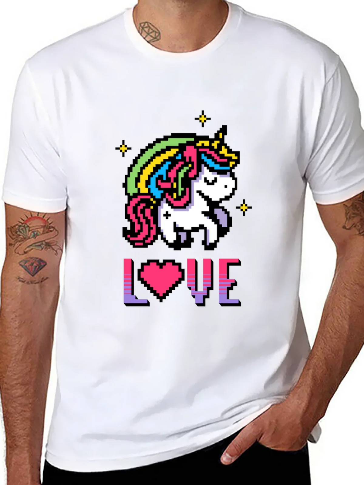 Pixel Unicorn LOVE Graphic T-Shirt product image 7