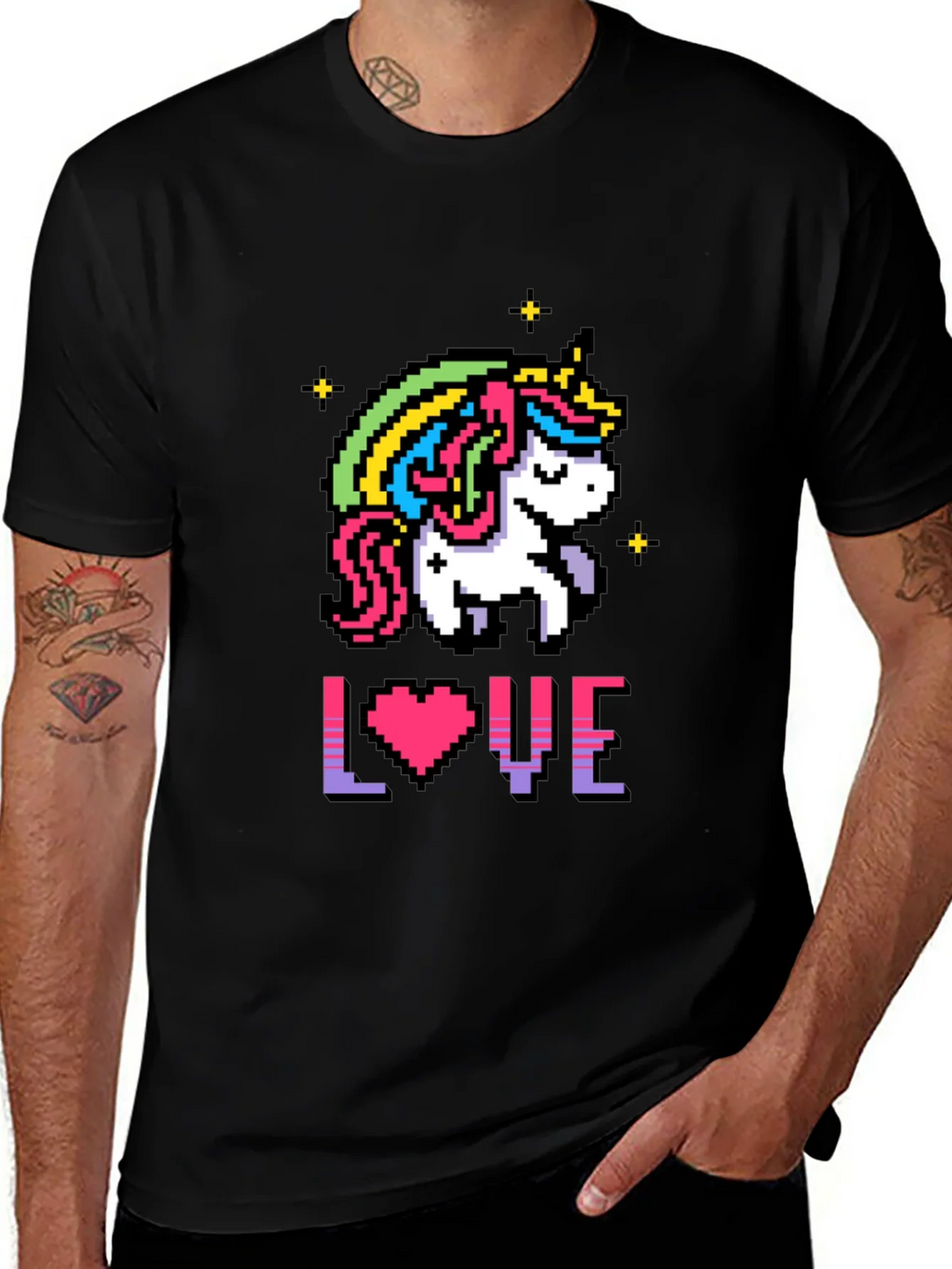Pixel Unicorn LOVE Graphic T-Shirt product image 1