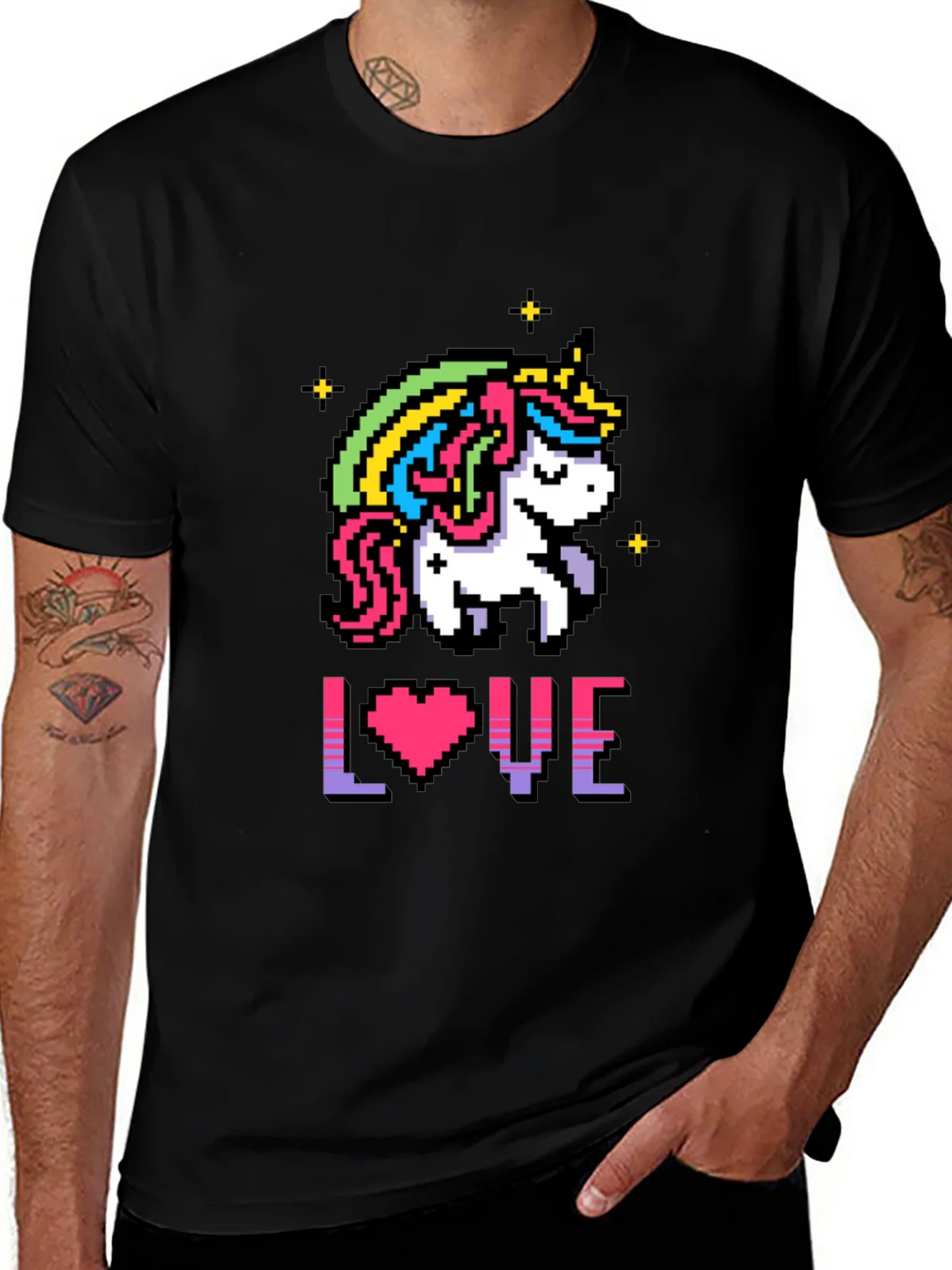 Pixel Unicorn LOVE Graphic T-Shirt product image 1