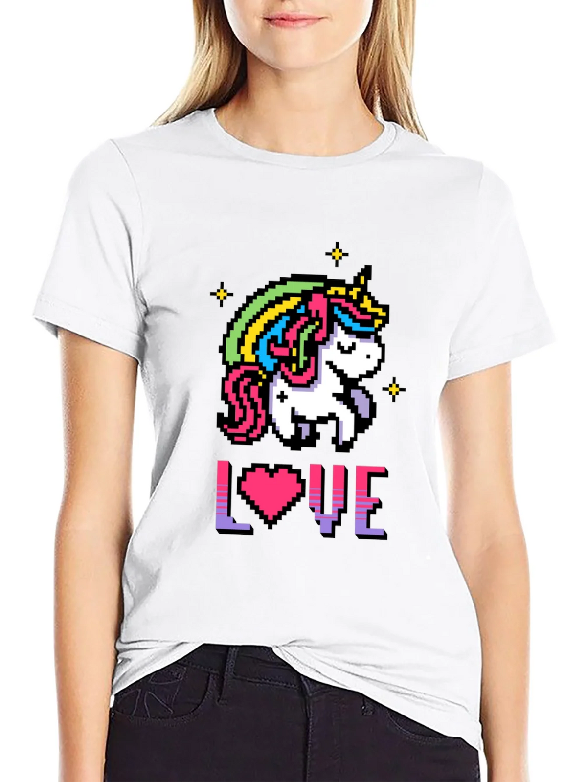 Pixel Unicorn LOVE Graphic T-Shirt product image 8
