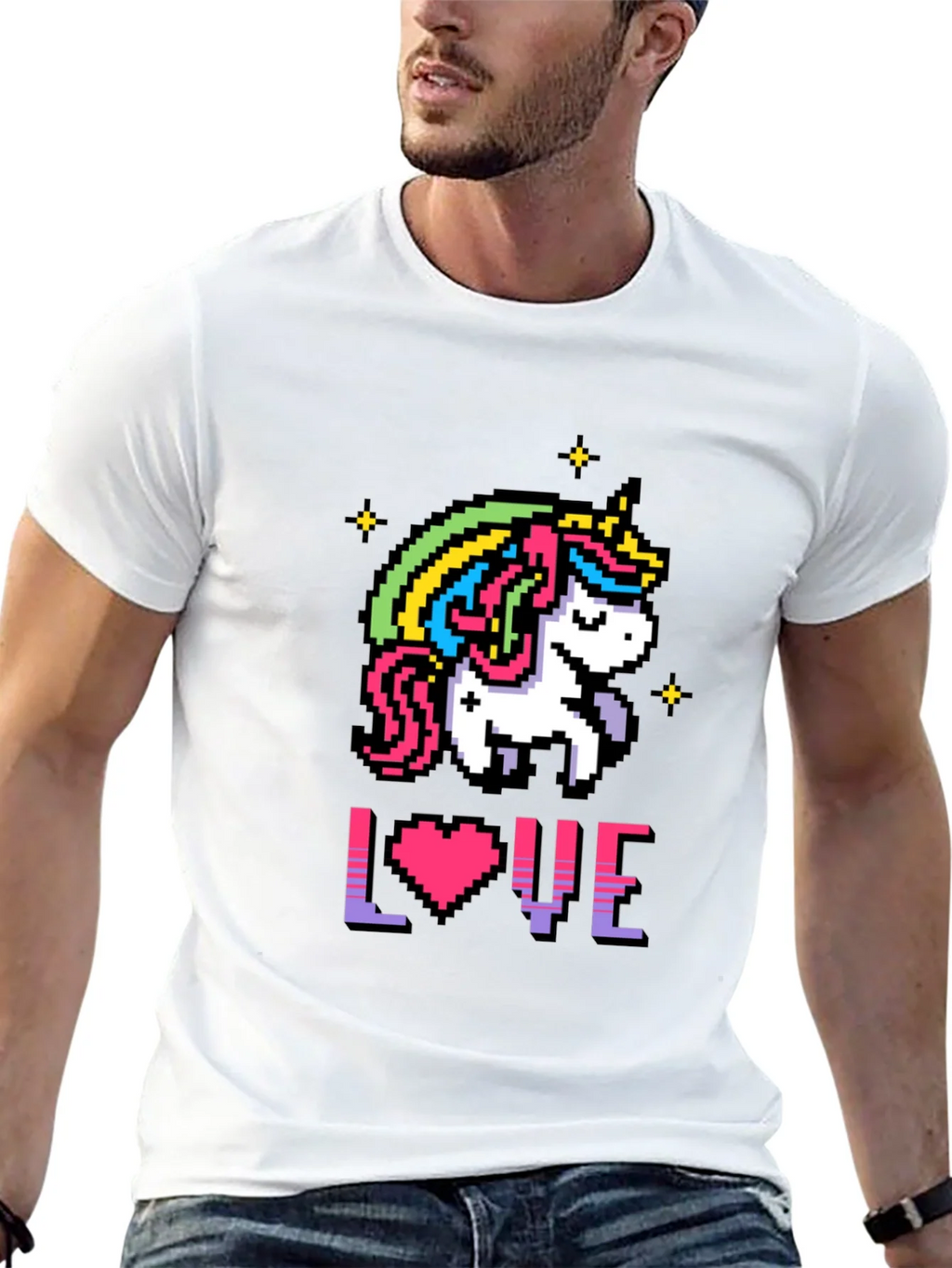 Pixel Unicorn LOVE Graphic T-Shirt product image 12