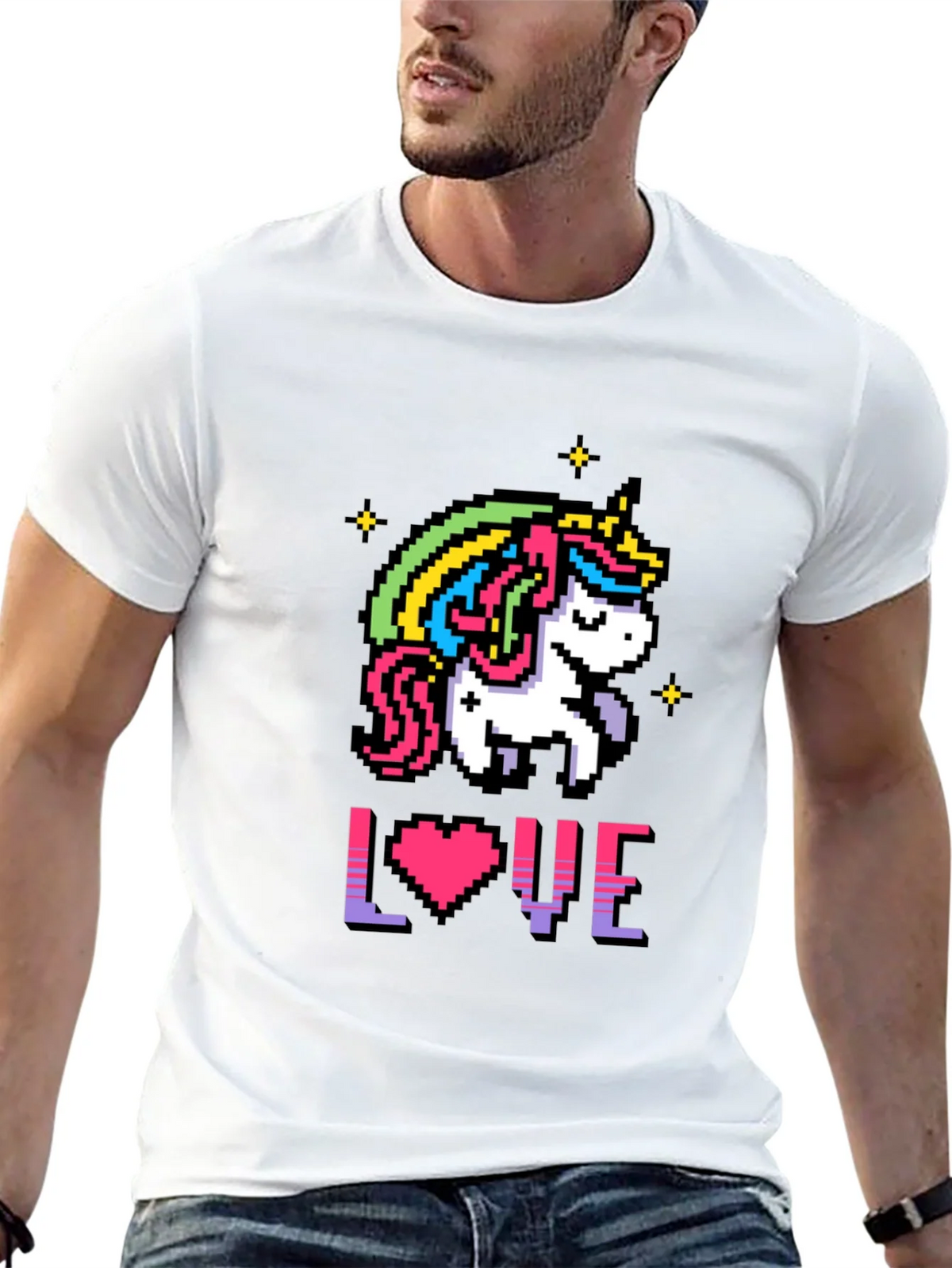 Pixel Unicorn LOVE Graphic T-Shirt product image 12