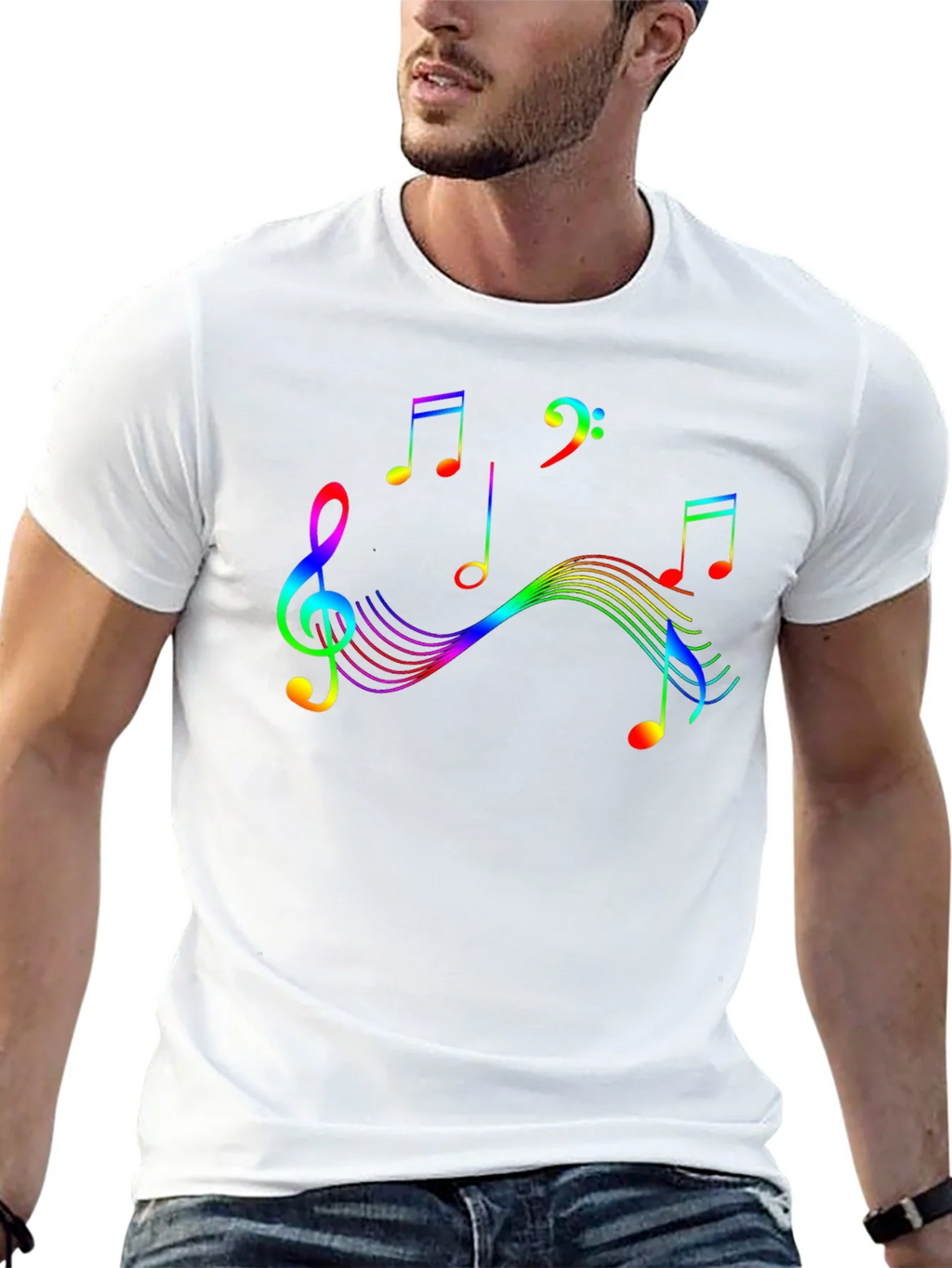 Rainbow Music Note Graphic Tee product image 12