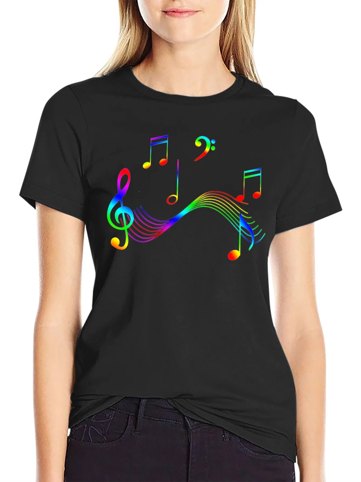 Rainbow Music Note Graphic Tee product image 2