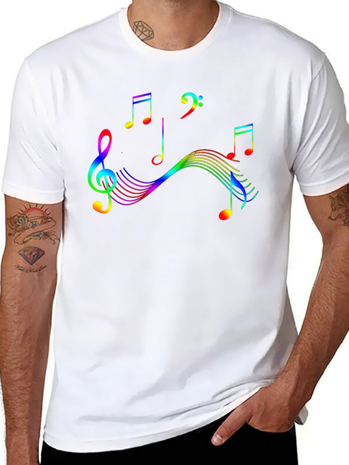 Rainbow Music Note Graphic Tee product image 7