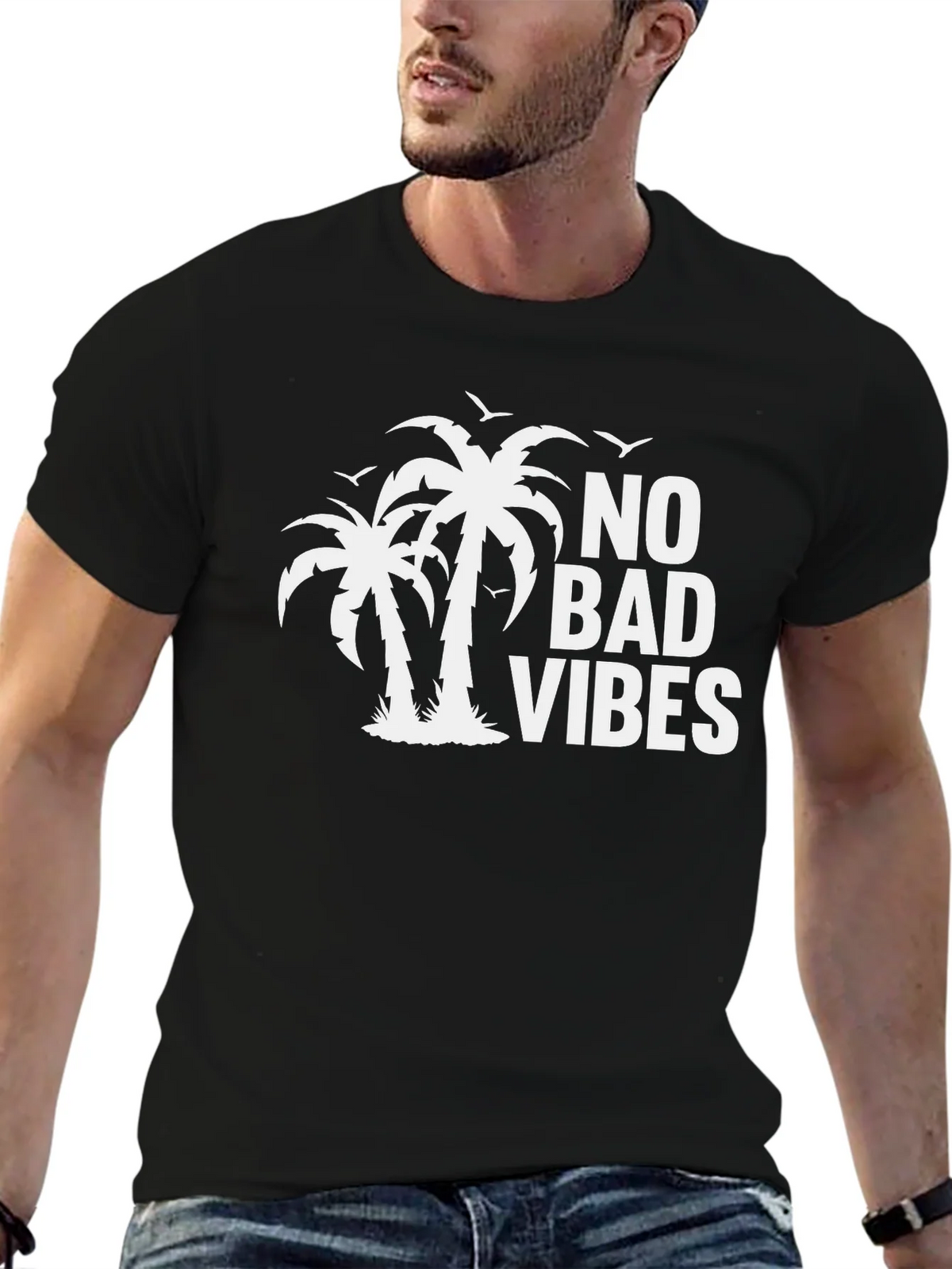No Bad Vibes Palm Tree Graphic Tee product image 5