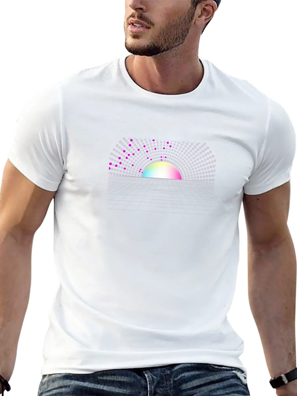 Abstract Sunset Graphic Tee - Black Crew Neck T-Shirt product image 12