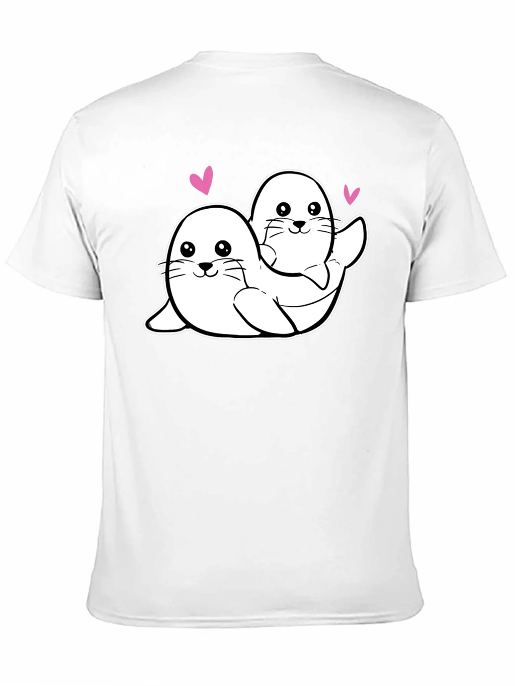 Cute Seal Couple Black T-Shirt product image 10