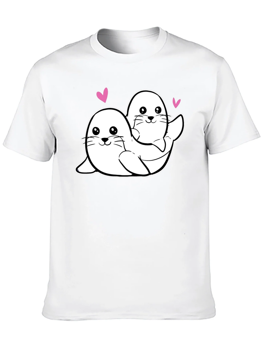 Cute Seal Couple Black T-Shirt product image 9
