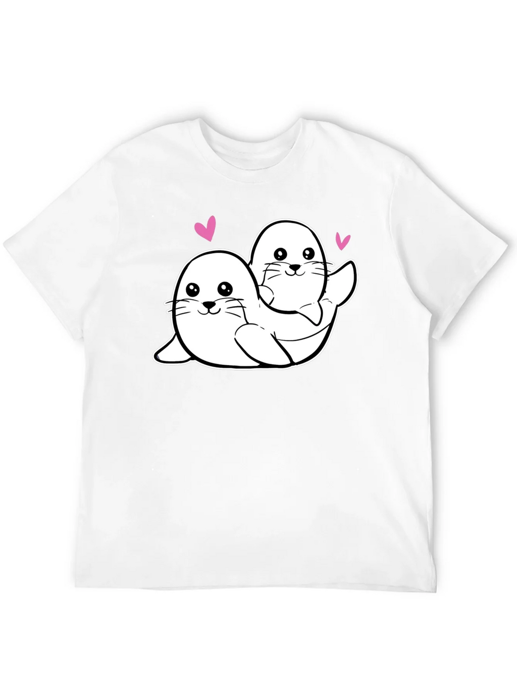 Cute Seal Couple Black T-Shirt product image 11