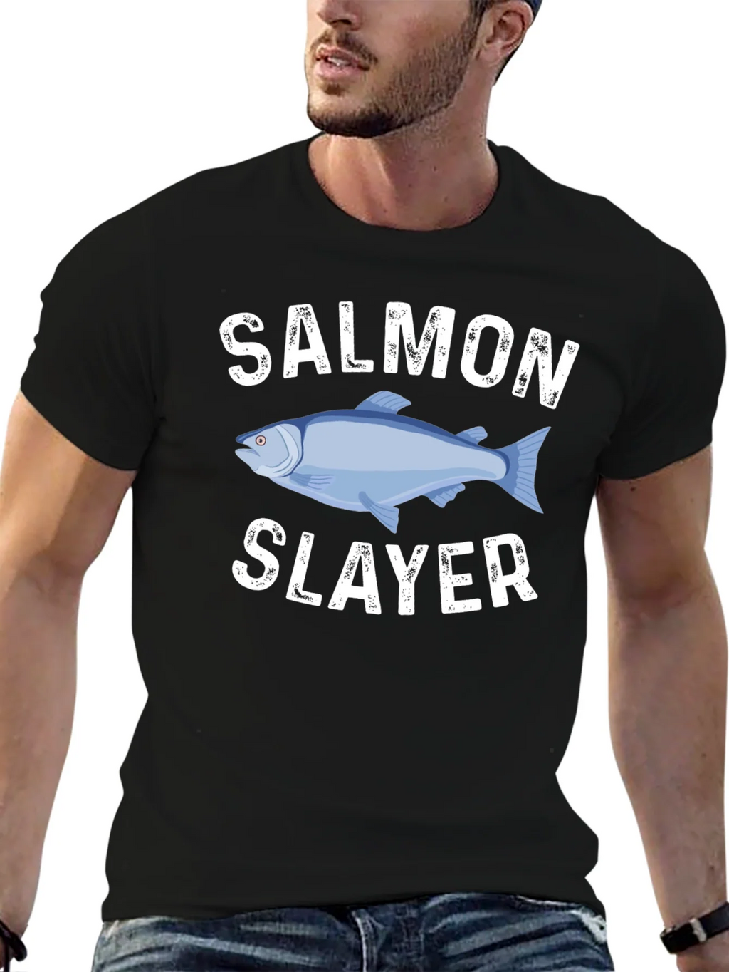Salmon Slayer Graphic Tee - Fishing Humor T-Shirt product image 6