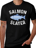 Salmon Slayer Graphic Tee - Fishing Humor T-Shirt product image 1