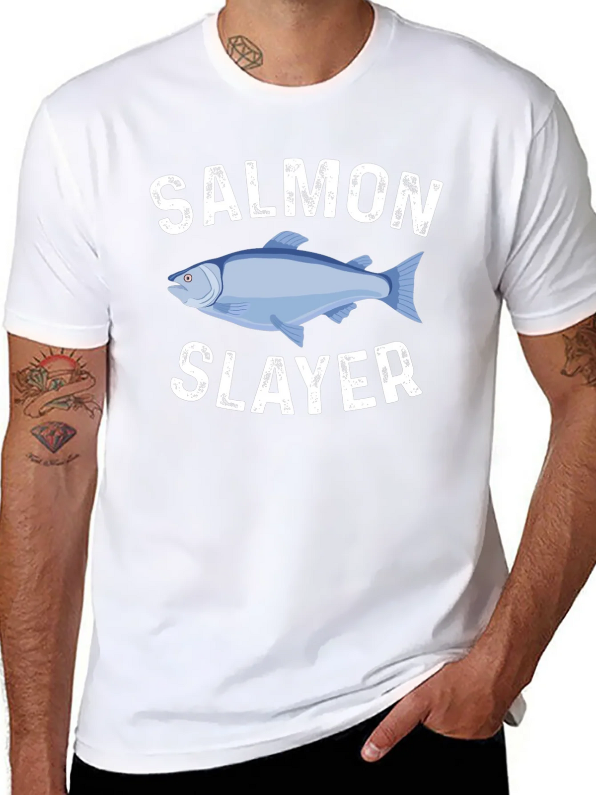 Salmon Slayer Graphic Tee - Fishing Humor T-Shirt product image 7