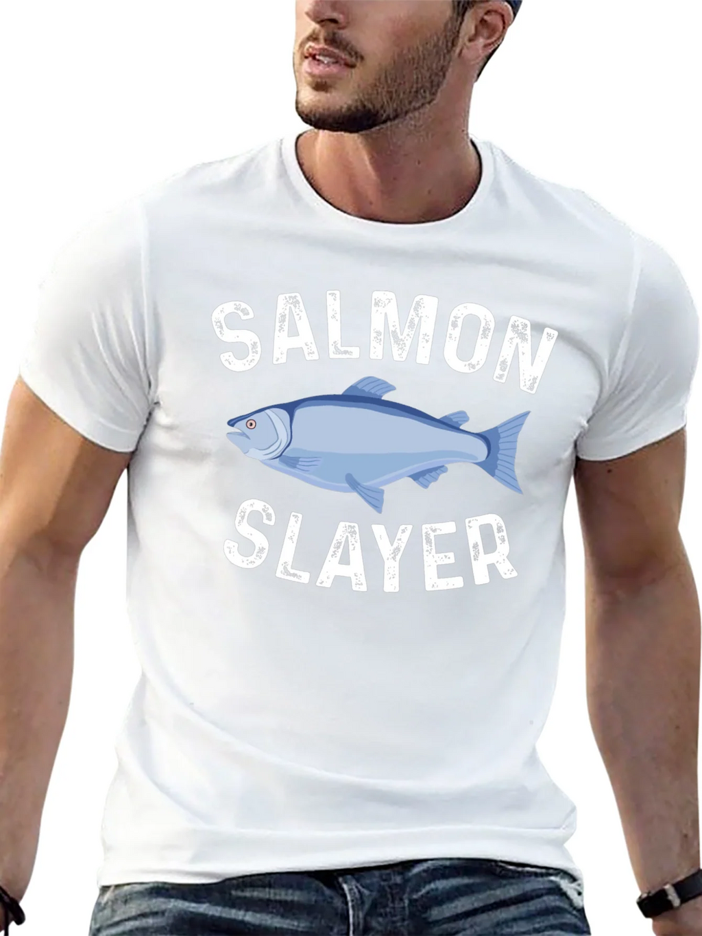 Salmon Slayer Graphic Tee - Fishing Humor T-Shirt product image 12