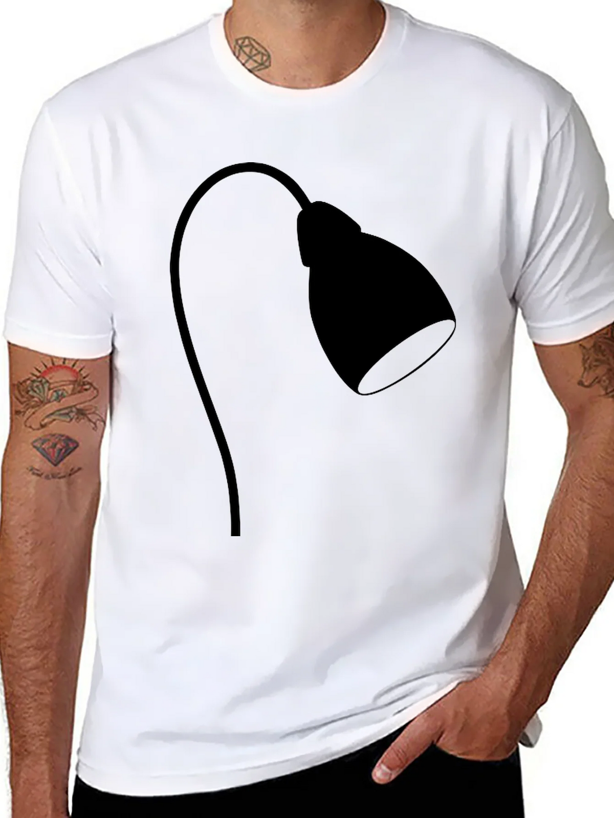 Modern Desk Lamp Graphic Tee - Black Cotton Casual Shirt product image 7