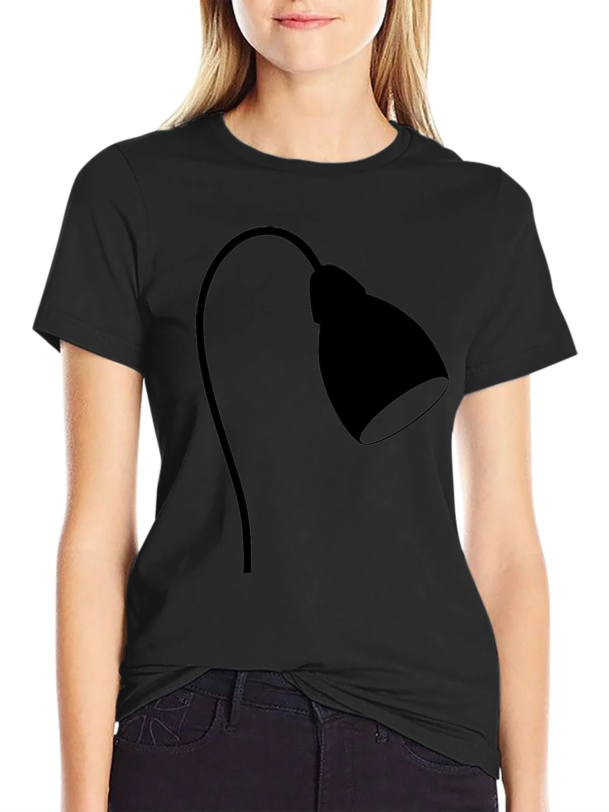 Modern Desk Lamp Graphic Tee - Black Cotton Casual Shirt product image 2