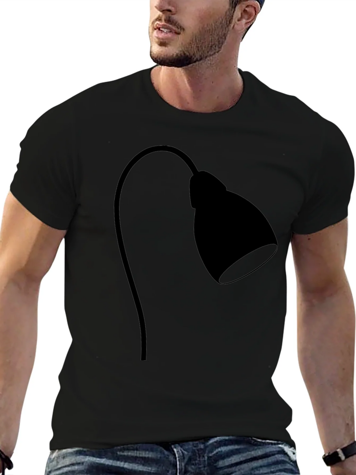 Modern Desk Lamp Graphic Tee - Black Cotton Casual Shirt product image 6
