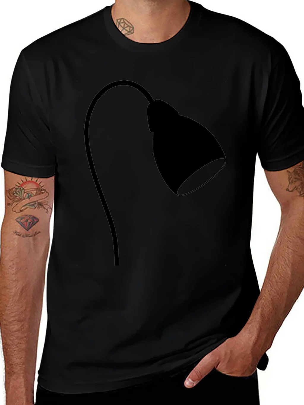 Modern Desk Lamp Graphic Tee - Black Cotton Casual Shirt product image 1