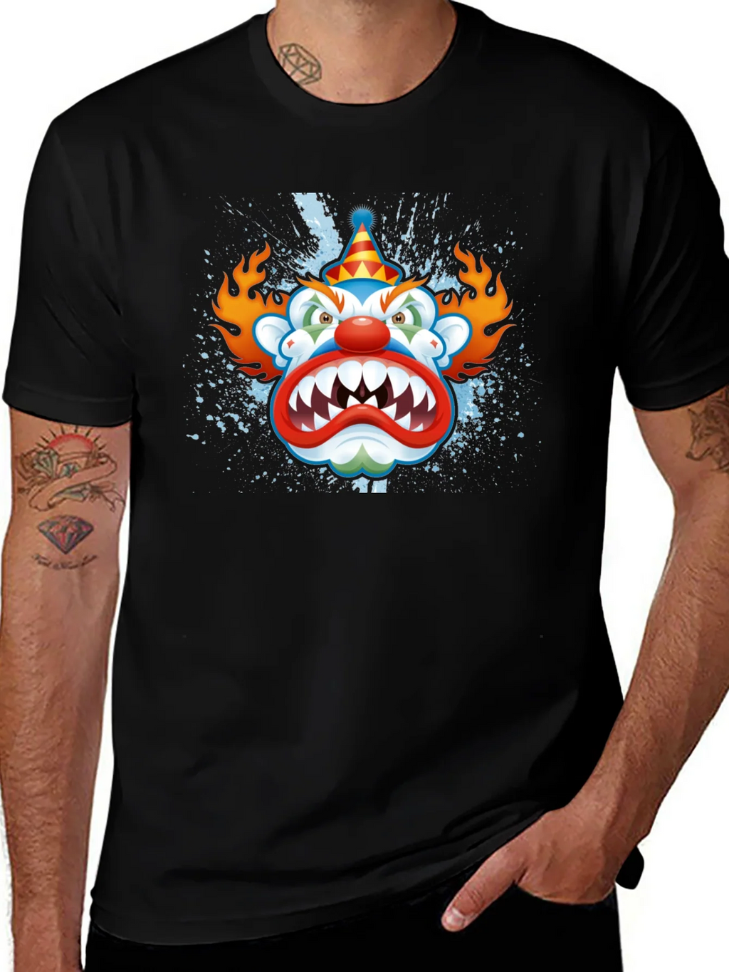 Creepy Clown Graphic Black T-Shirt product image 1