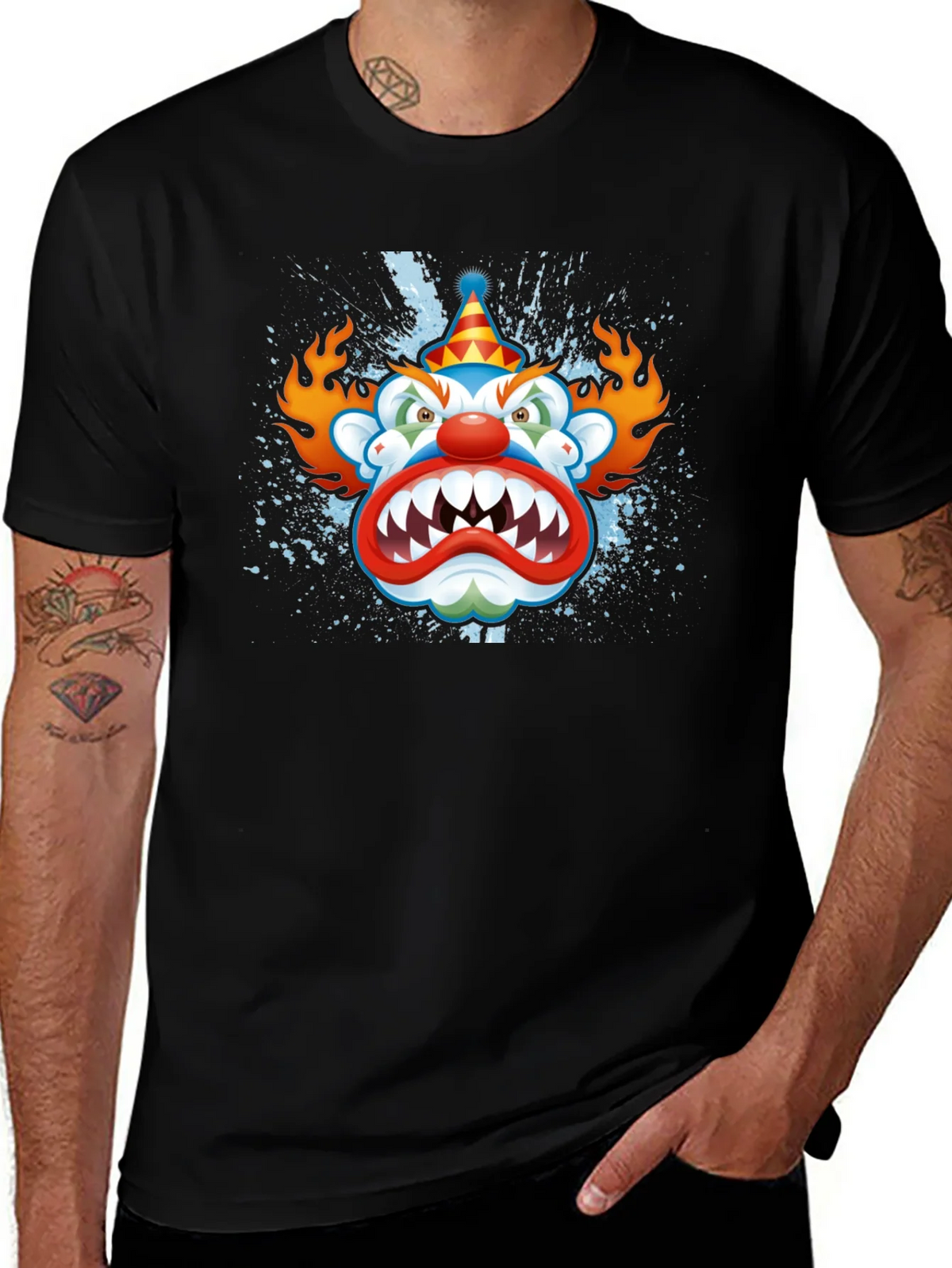 Creepy Clown Graphic Black T-Shirt product image 1