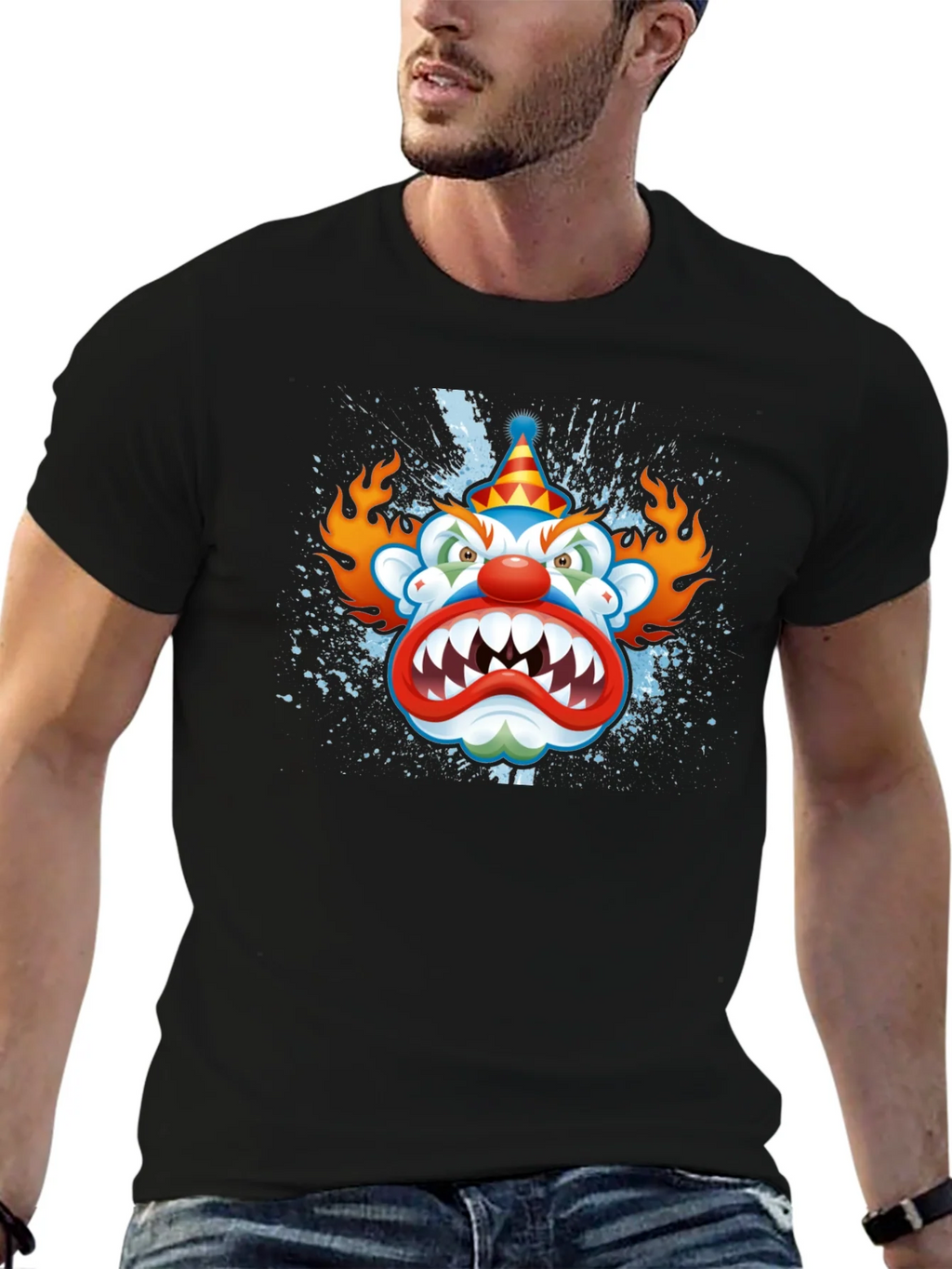 Creepy Clown Graphic Black T-Shirt product image 6