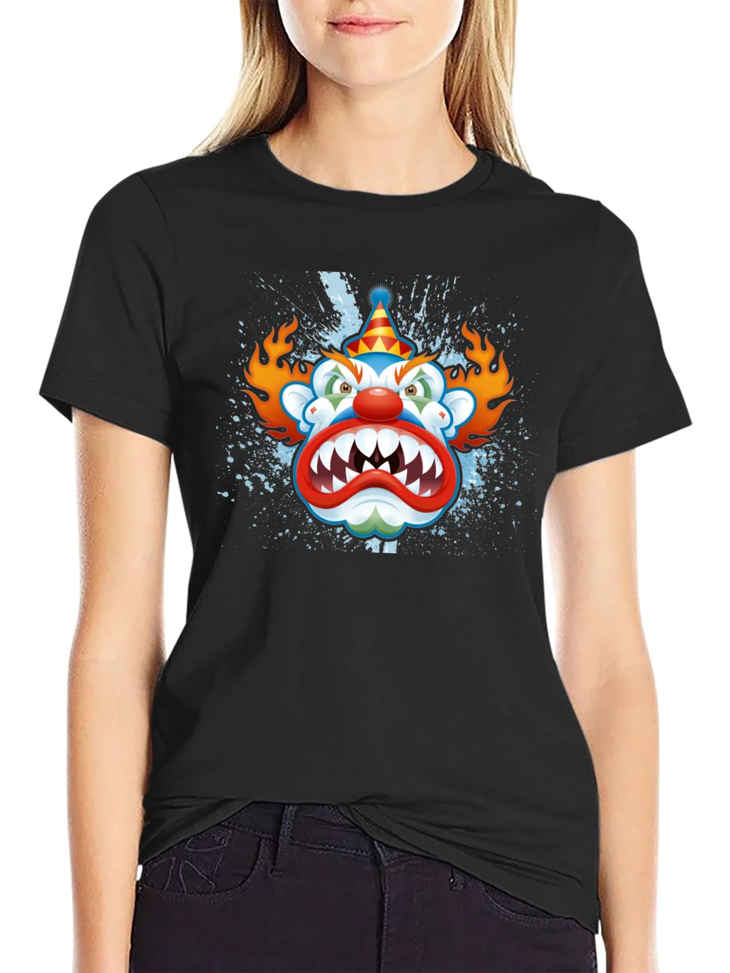 Creepy Clown Graphic Black T-Shirt product image 2