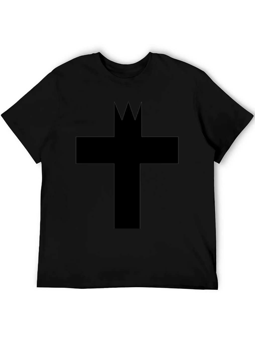 Graphic Tee: Crowned Cross Black Cotton T-Shirt product image 5