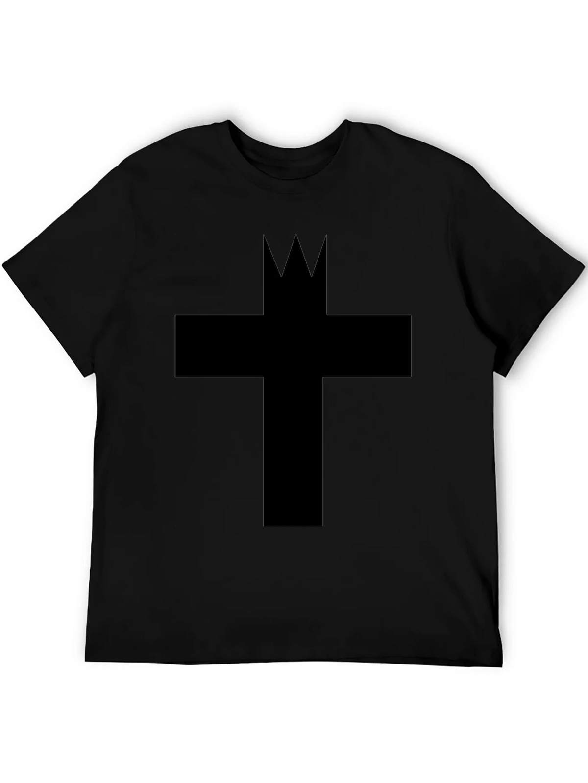 Graphic Tee: Crowned Cross Black Cotton T-Shirt product image 5