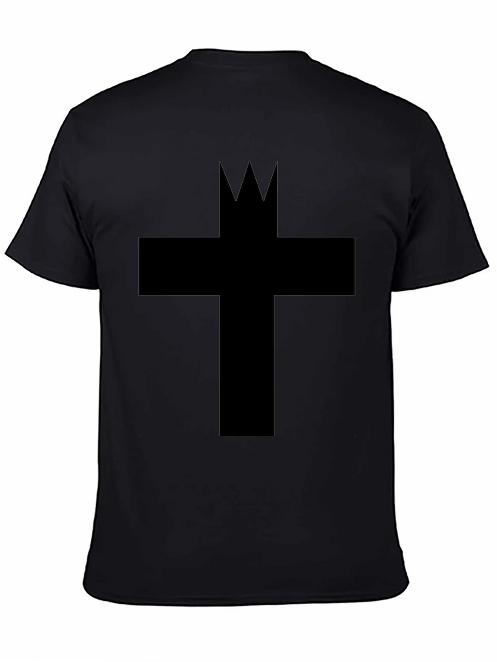 Graphic Tee: Crowned Cross Black Cotton T-Shirt product image 4