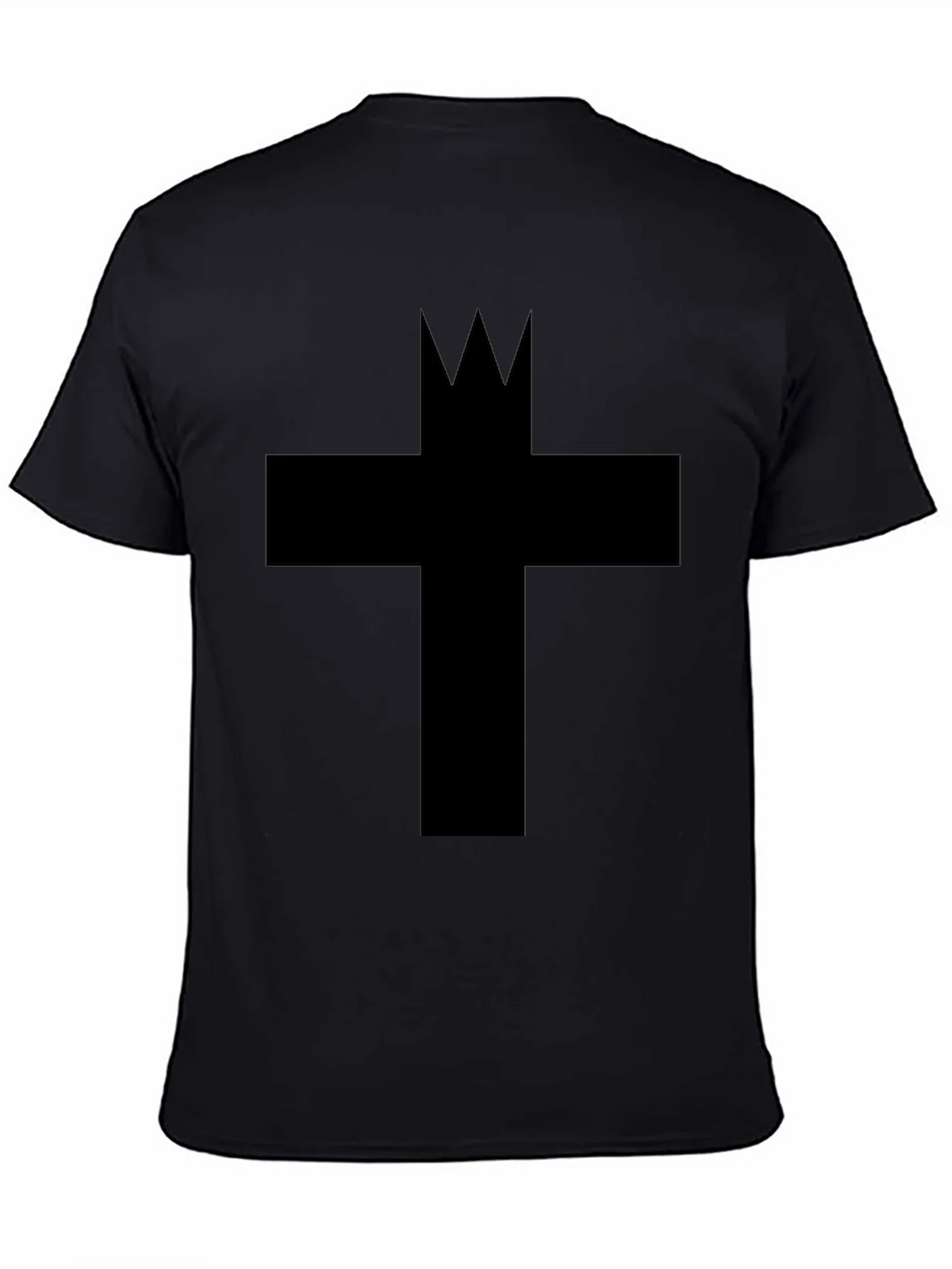 Graphic Tee: Crowned Cross Black Cotton T-Shirt product image 4