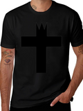 Graphic Tee: Crowned Cross Black Cotton T-Shirt product image 1