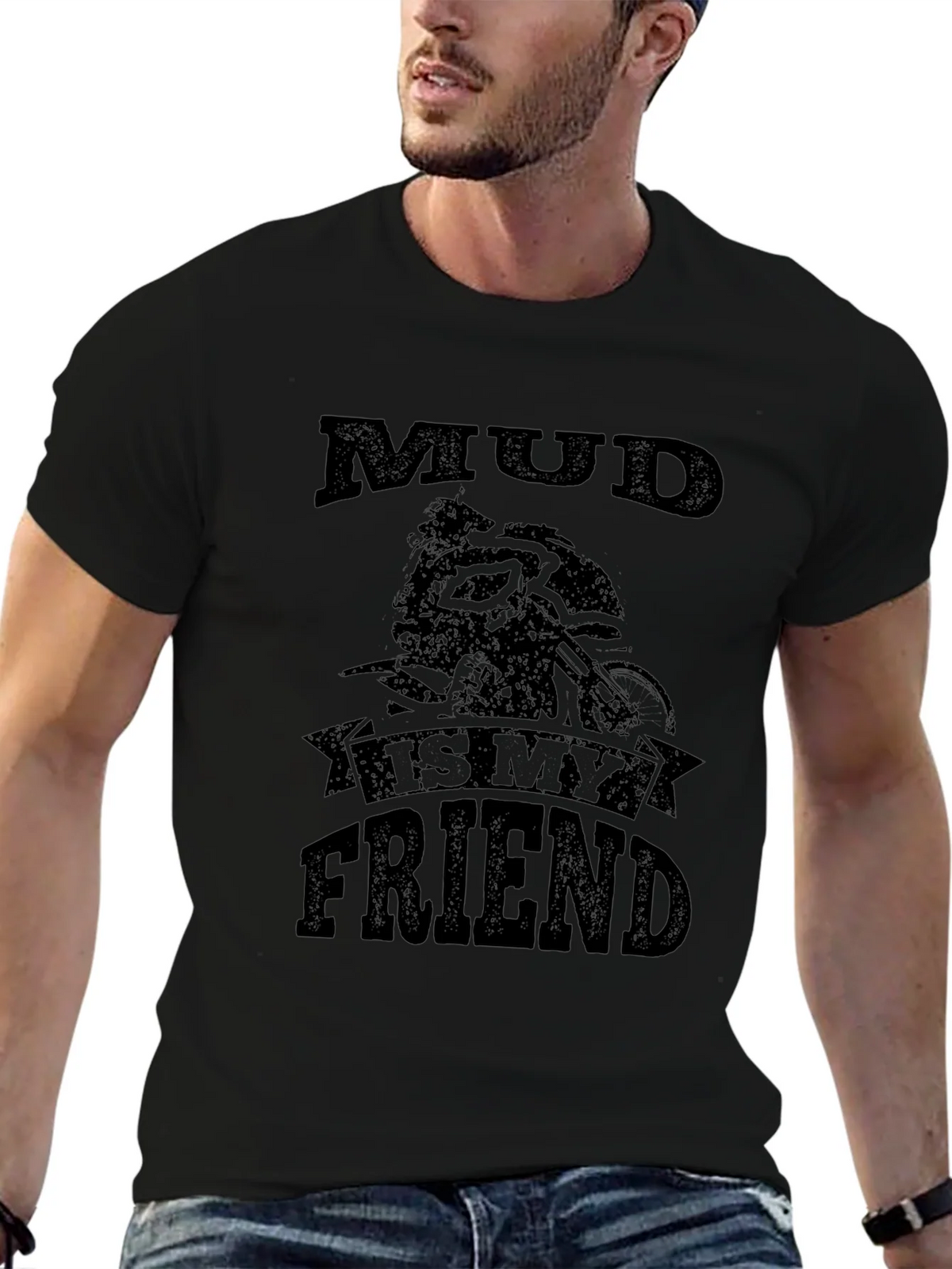 Mud Is My Friend Dirt Bike Black Graphic Tee product image 6