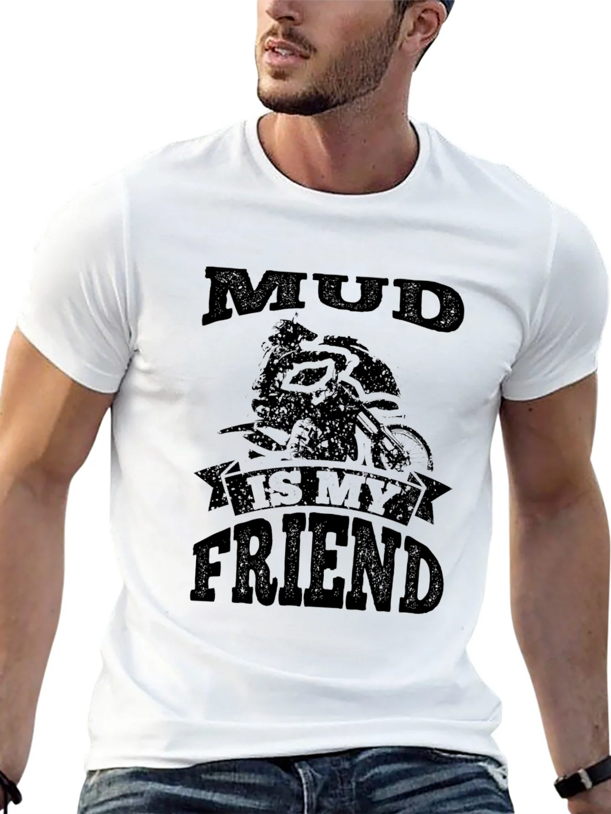 Mud Is My Friend Dirt Bike Black Graphic Tee product image 12