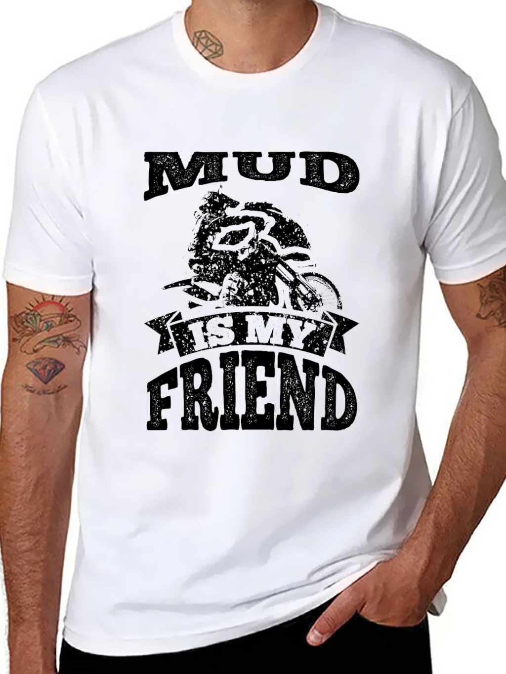 Mud Is My Friend Dirt Bike Black Graphic Tee product image 7