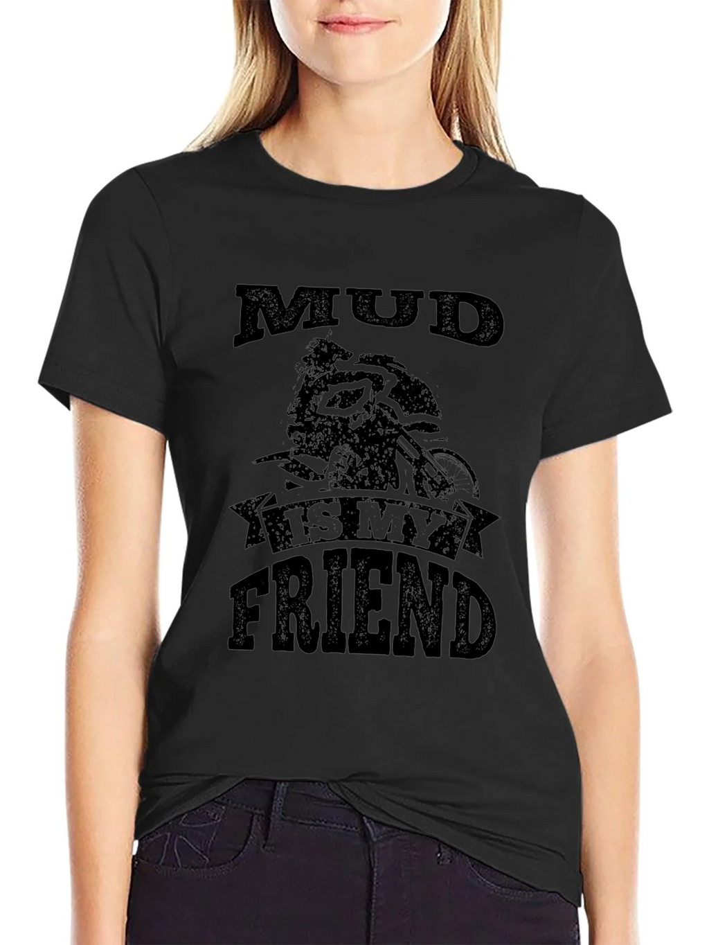 Mud Is My Friend Dirt Bike Black Graphic Tee product image 2