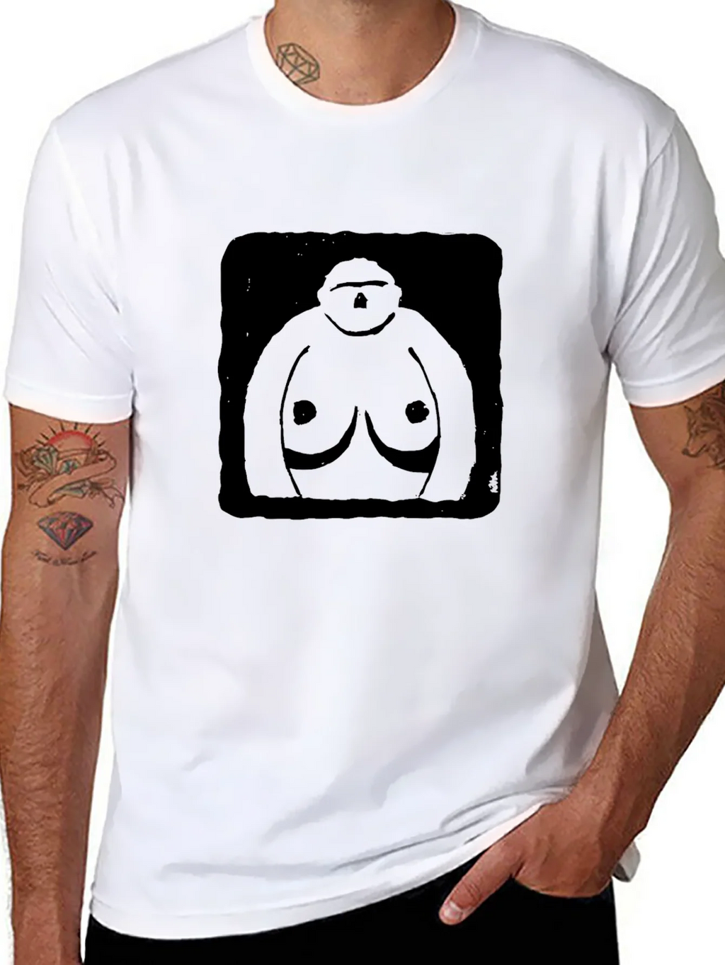 Black Graphic T-Shirt - Abstract Figure Design product image 6